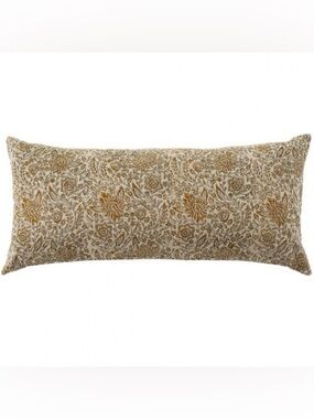 Block print style lumbar accent pillow 14x30